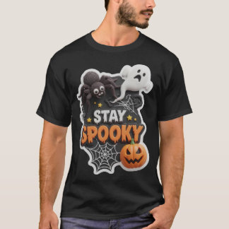 Camiseta Placa assustadora de Halloween com aranha e fantas