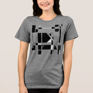 Camiseta Placa branca de cinza Negra, Geométrica inspirada