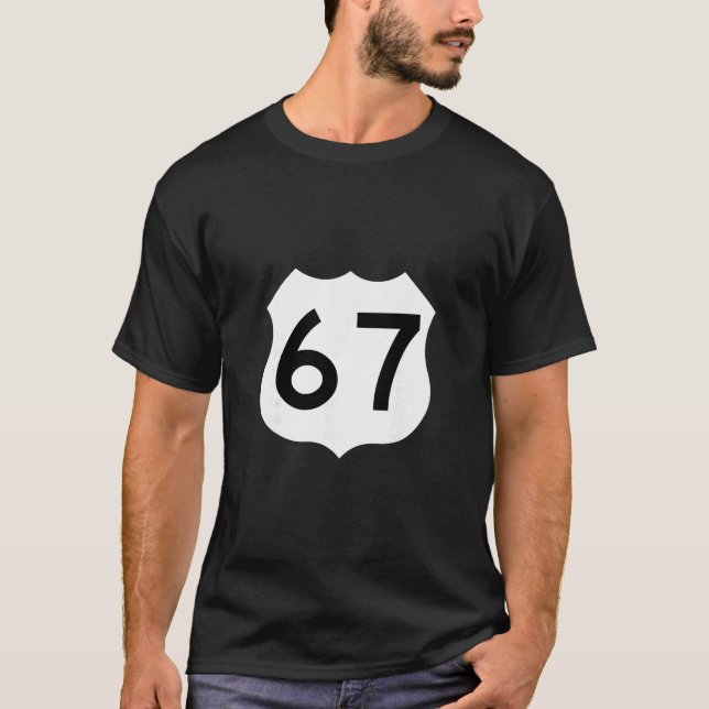 Camiseta Placa da Rota 67 Meme Seis Sete 1  (Frente)