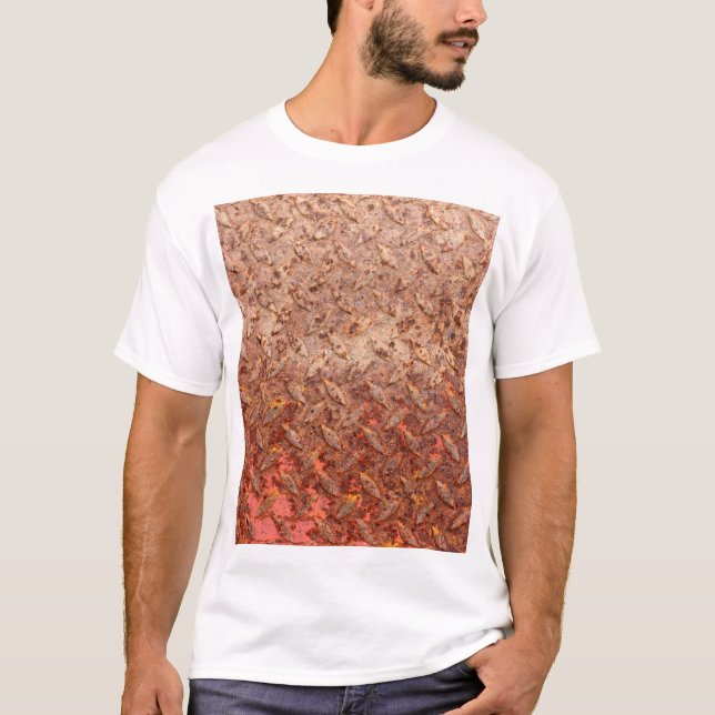 Camiseta Placa de aço enferrujada, textura de metal doce. (Frente)