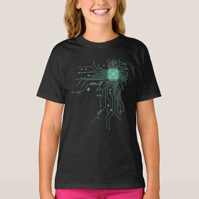 Camiseta Placa de Circuito Engraçada Computador Eletrônica (Frente)