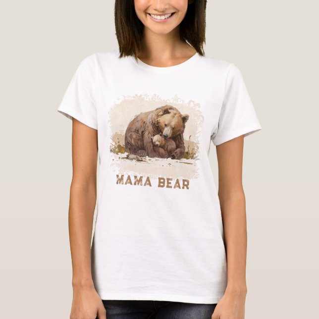 Camiseta Placa de Dia de as mães de Cubo BEAR MAMA AP72 (Frente)