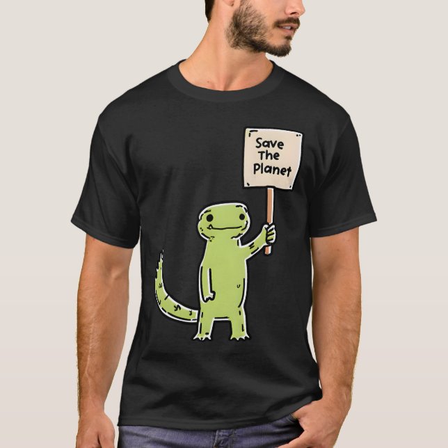 Camiseta Placa de Dinossauro Protetor do Planeta (Frente)