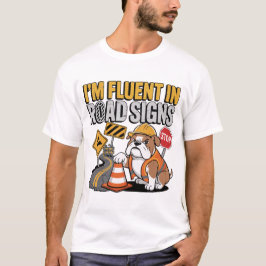 Camiseta Placa de Estrada com Piada de Trabalhador de Const