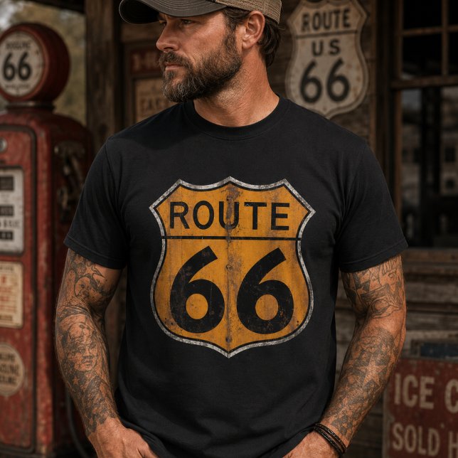 Camiseta Placa de Estrada da Rota 66 Vintage (Criador carregado)