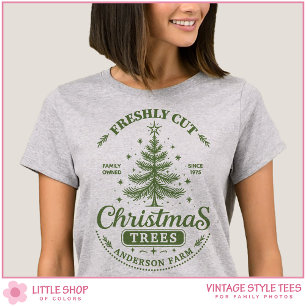 Camiseta Placa de Fazenda de Árvore de Natal Vintage Grupo 