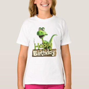 Camiseta Placa de festa de aniversário da princesa dinossau