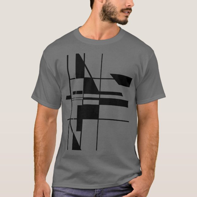 Camiseta Placa de Jogos Geométrica Negra MCM Olhe Abstrato (Frente)