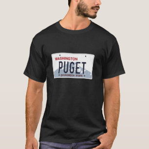 Camiseta Placa de Licença da Cidade Natal Puget Sound Estad