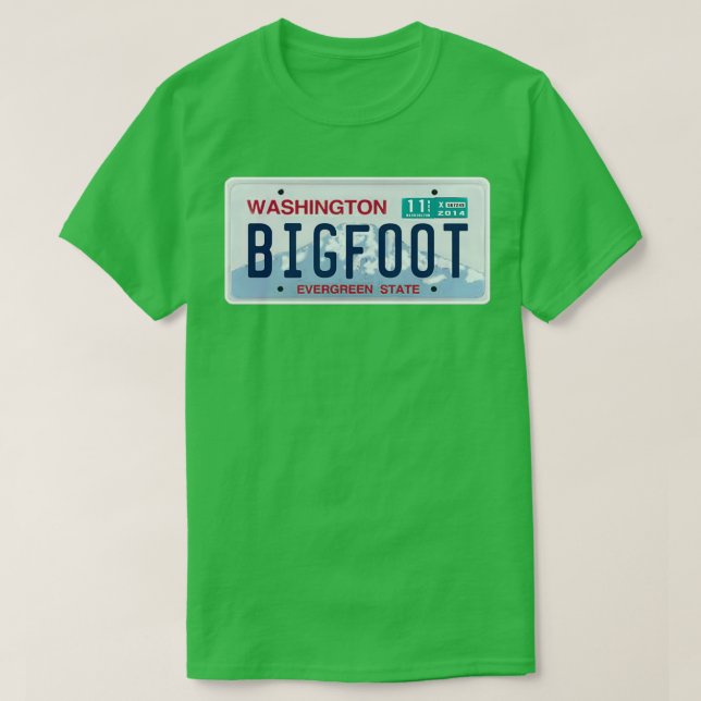 Camiseta Placa de Licença de Washington Bigfoot (Frente do Design)