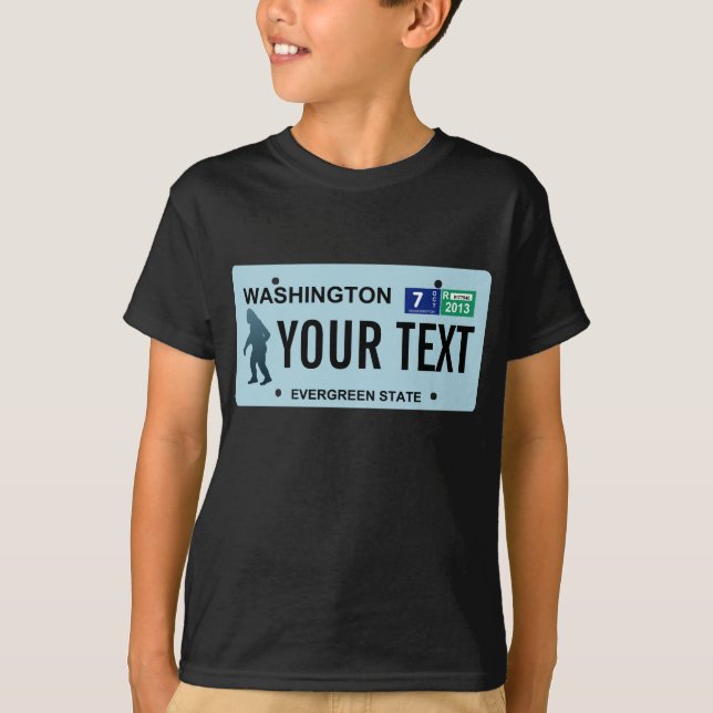 Camiseta Placa de Licença de Washington Sasquatch (Frente)