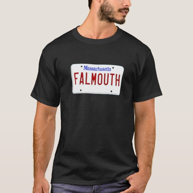 Camiseta Placa de licença Falmouth Cape Cod Boston Massachu (Frente)