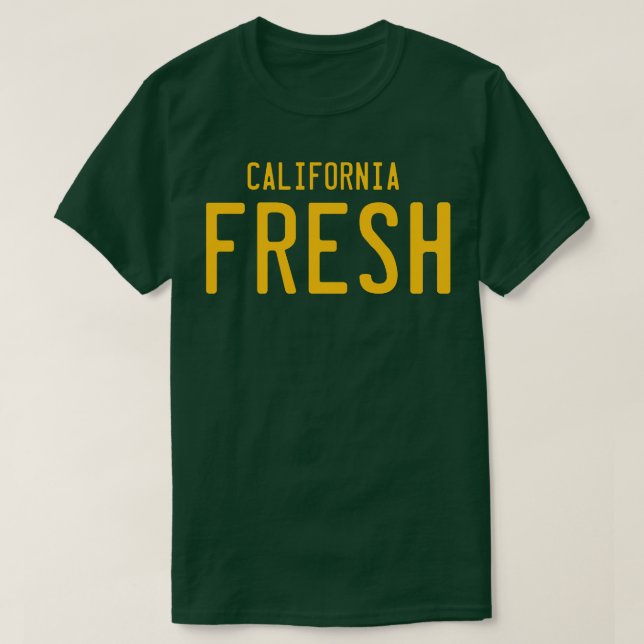 Camiseta Placa de Licença Fresca da Califórnia (Frente do Design)