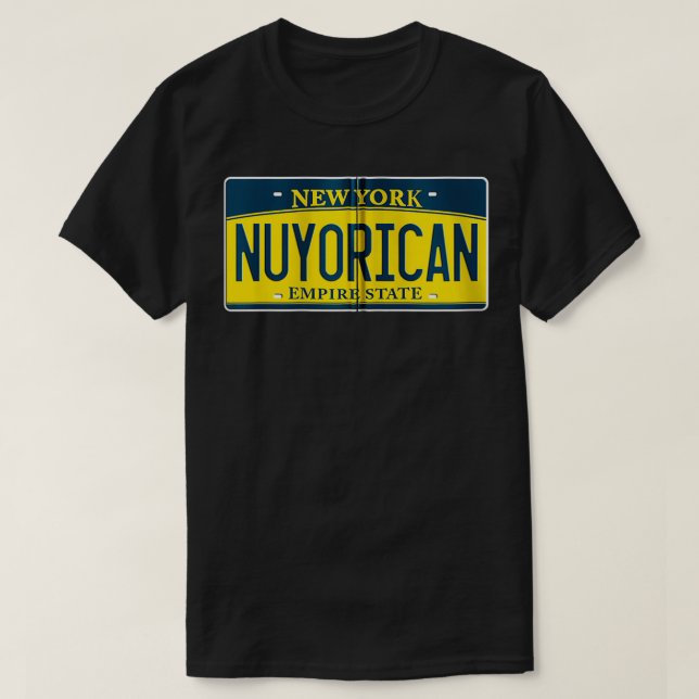 Camiseta Placa de Licença Nuyorican Puerto Rican NY New Yor (Frente do Design)