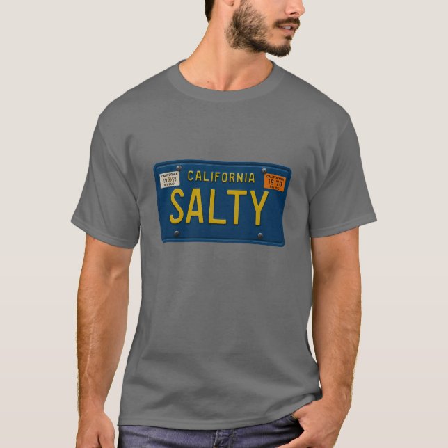 Camiseta Placa de Licença Retro Salgada 1969 Califórnia Grá (Frente)