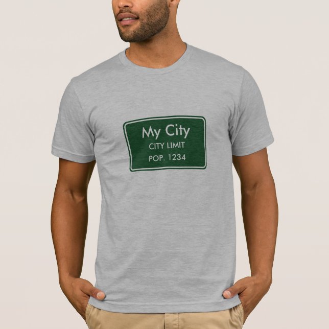 Camiseta Placa de Limite da Minha Cidade - Cinza (Frente)