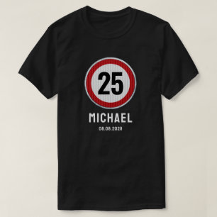 Camiseta Placa de Limite de Velocidade de Aniversário de 25