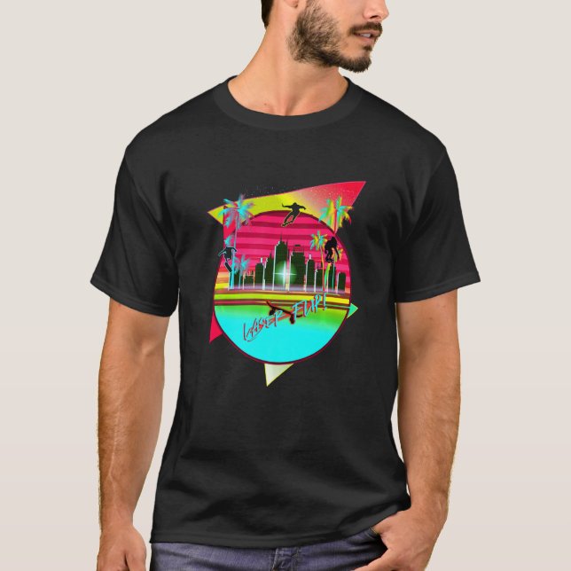 Camiseta Placa de Sacudir a laser retroativa Vaporwave 90s (Frente)