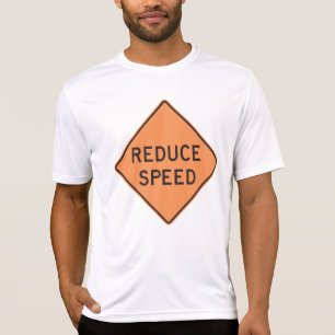 Camiseta Placa de Sinal de Estrada Diamante Laranja Reduzir