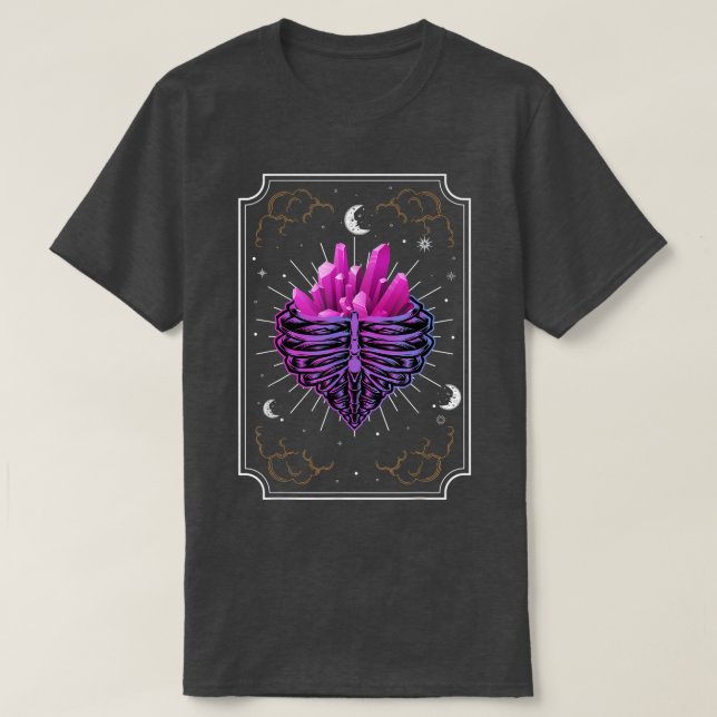 Camiseta Placa de Tarot gótico estético Skeletons Bones C (Frente do Design)
