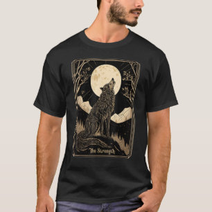 Camiseta Placa de Tarot oculta, Lua de uivação do Lobo, Wi