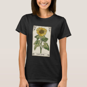Camiseta Placa de Tartaruga Floral de Flor de Girassol