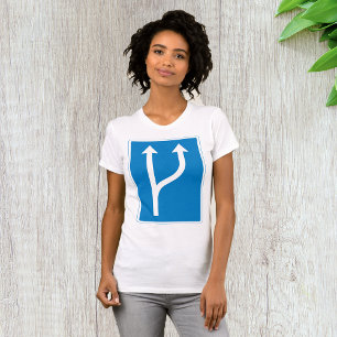 Camiseta Placa de Trânsito Azul Duas Setas Retas