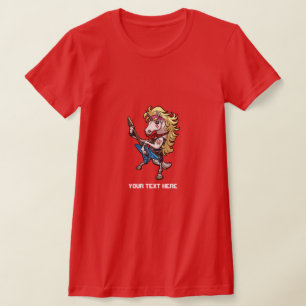 Camiseta Placa De Vidro De Metal Unicórnio Com Um Cartoon 