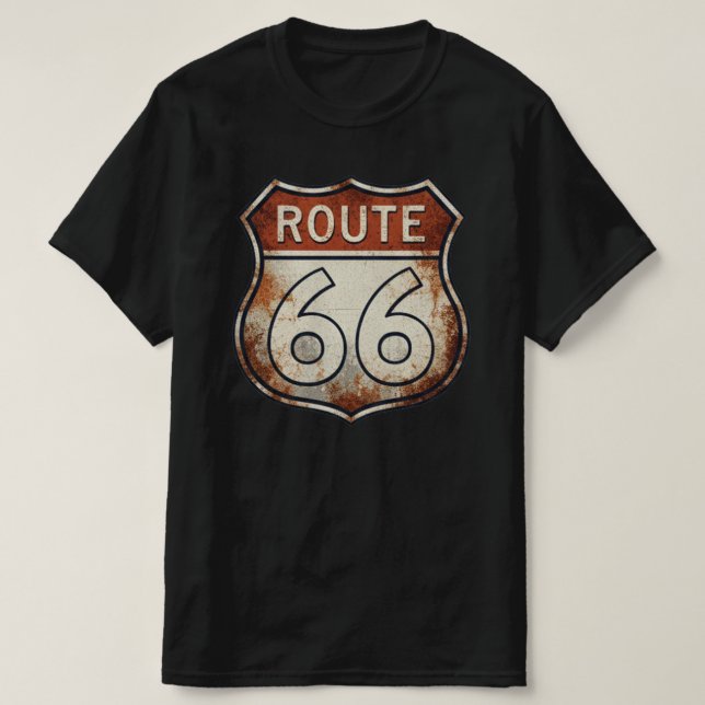 Camiseta Placa Enferrujada da Rota 66 (Frente do Design)