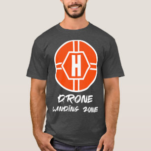 Camiseta Placa Helicóptero da Zona de Desembarque do Drone