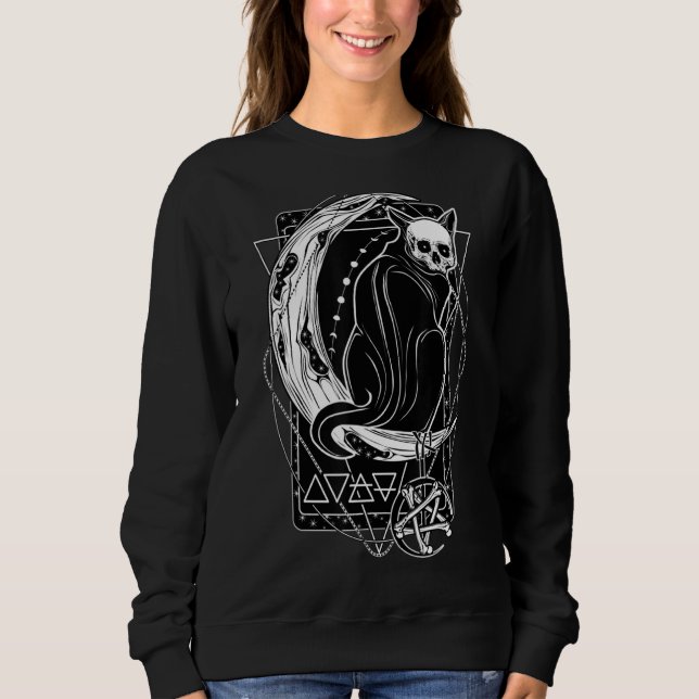 Camiseta Placa Tarot Crescent Moon E Cat Graphic (Frente)