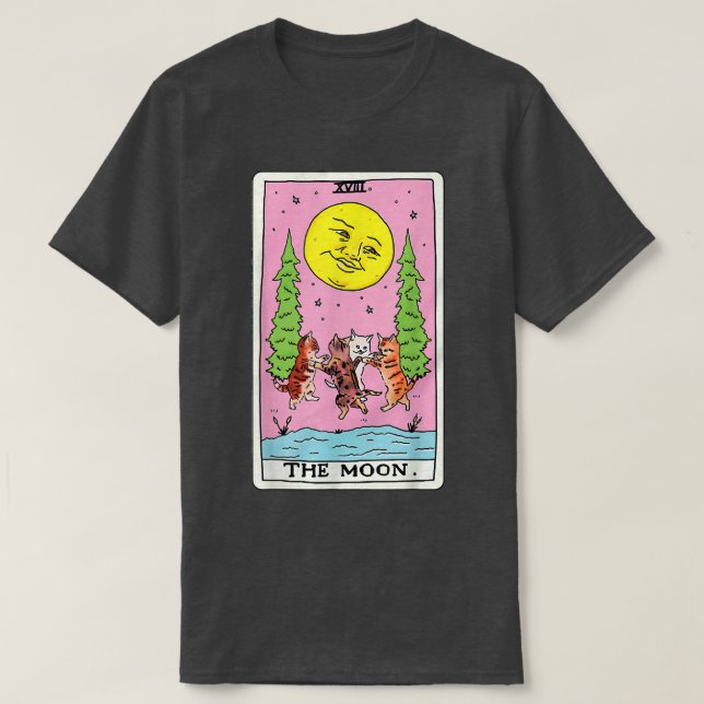 Camiseta Placa Tarot Crescent Moon E Cat Squad Graphic (Frente do Design)