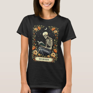 Camiseta Placa Tarot Floral O Livro De Leitura Do Esqueleto