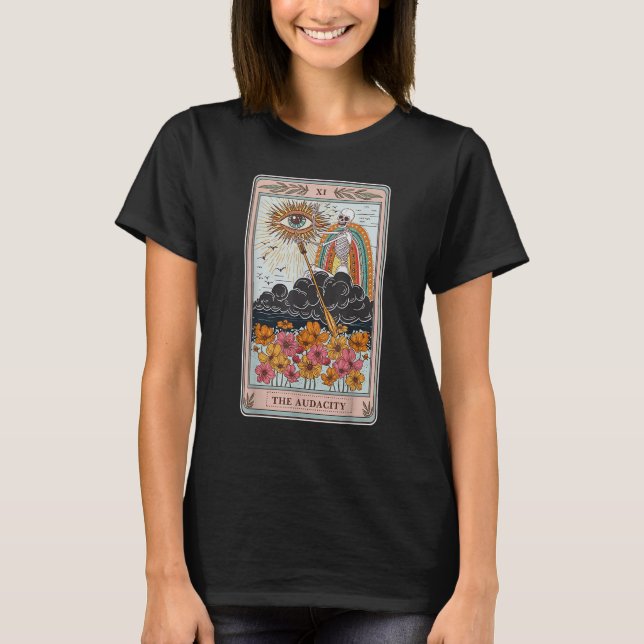 Camiseta Placa Tarot Para O Olho Místico Do Esqueleto De Au (Frente)