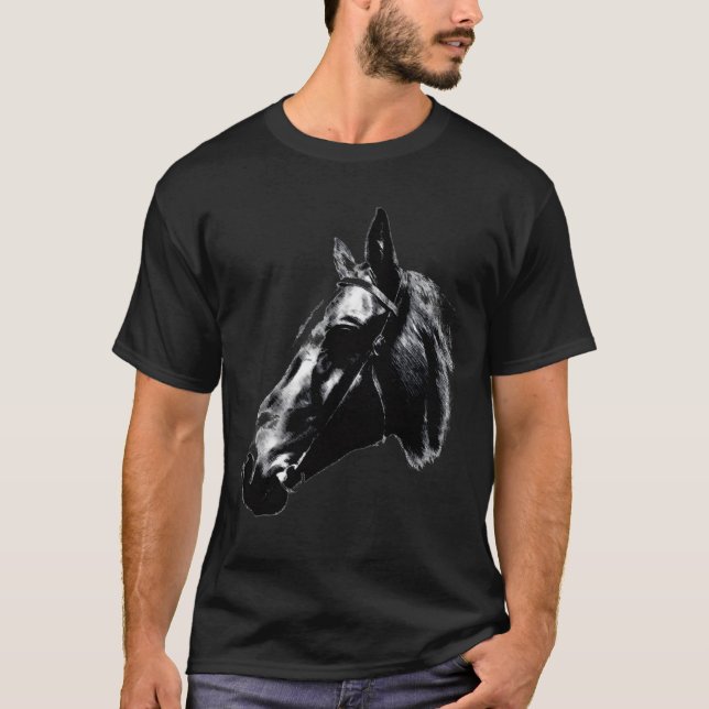 Camiseta Placa Trabalho de arte de Desenho de Cavalo (Frente)