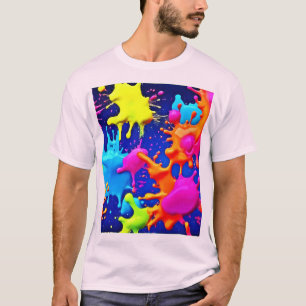 Camiseta Placas de Neon Vibrantes na Canvas Escura