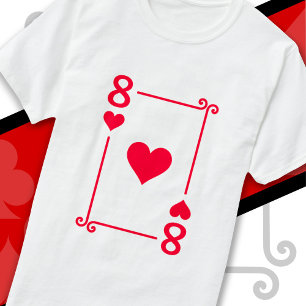 Camiseta Placas de Reprodução Cartão de Oito Corações