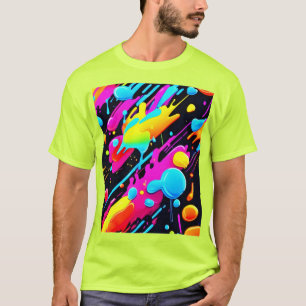 Camiseta Placas Neon Brilhantes no Trabalho de arte de Abst