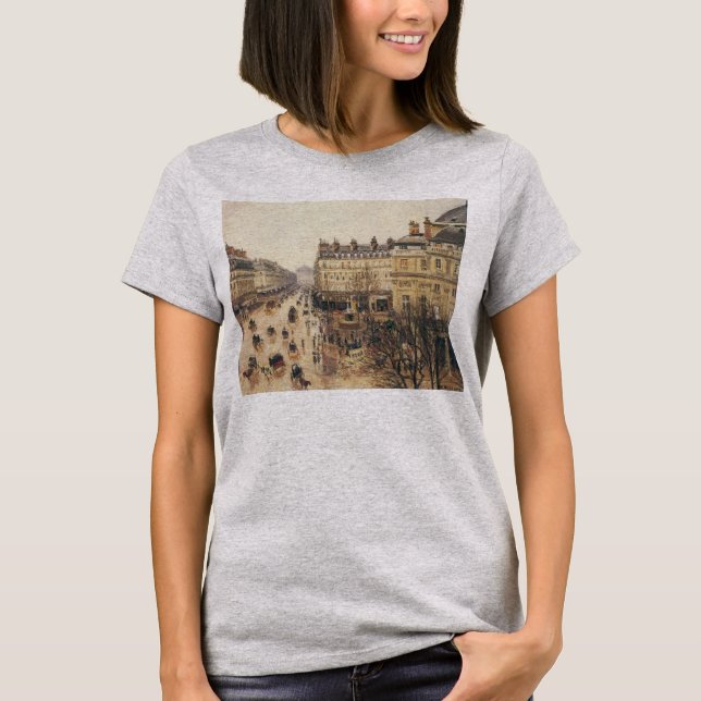 Camiseta Place du Theater Francais, Chuva de Paris por Piss (Frente)
