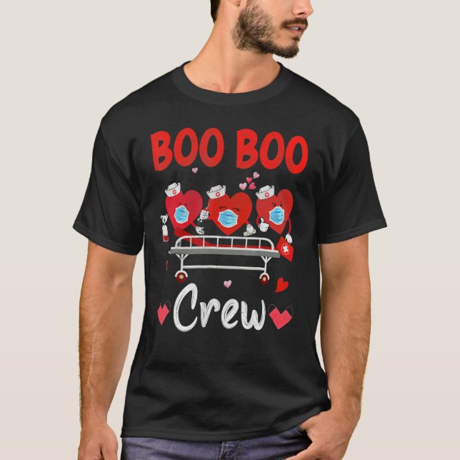 Camiseta Plaid Boo Boo Crew Valentine's Day Heart Nurse Wea (Frente)