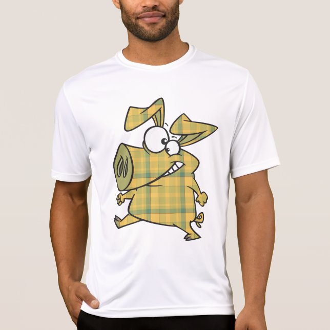 Camiseta Plaid Cartoon Pig Funny Tartan Farm Animal (Frente)