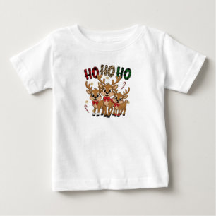 Camiseta Plaid & Leopardo Ho Ho Ho Rena Kids Natal