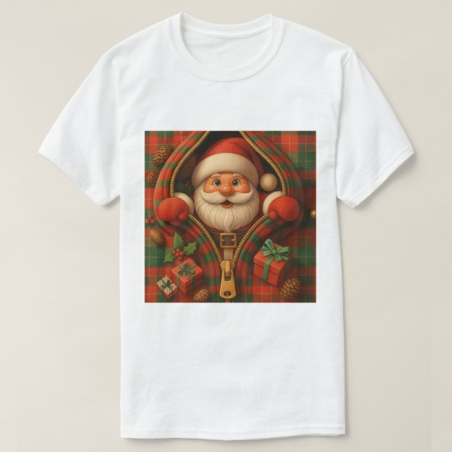 Camiseta Plaid Santa Claus Christmas Design  (Frente do Design)