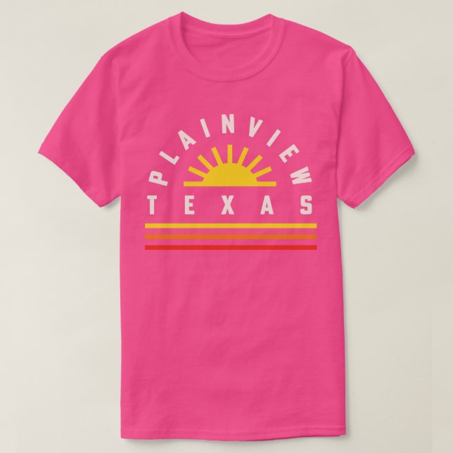 Camiseta Plainview Texas Retro Vintage Stripes Sunset (Frente do Design)