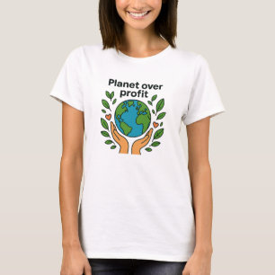 Camiseta Planeta Acima do Lucro Design Ecológico Ousado