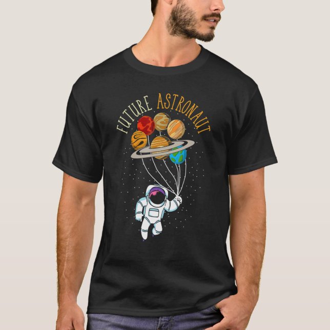 Camiseta Planeta Astronauta Júnior Balões Espaciais Mais Av (Frente)