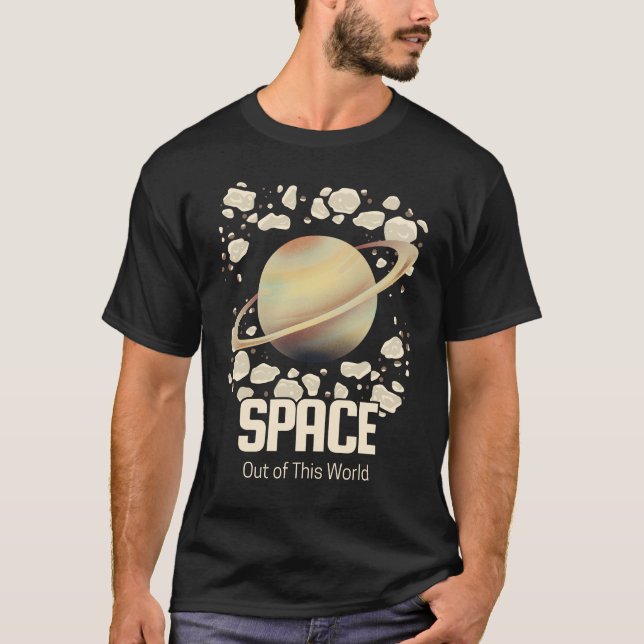 Camiseta Planeta Brown Beige Saturn (Frente)