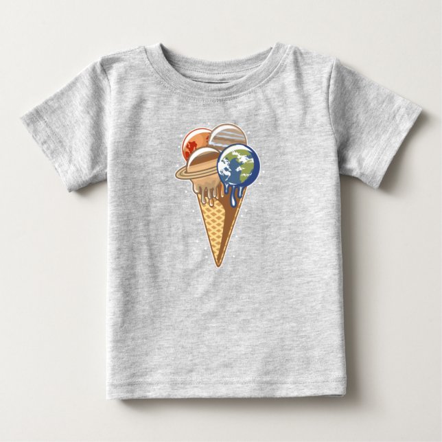 Camiseta Planeta Cone de Sorvete Comida Divertida (Frente)