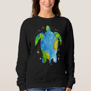 Camiseta Planeta de Aquarela de Tartaruga do Mar do Dia da
