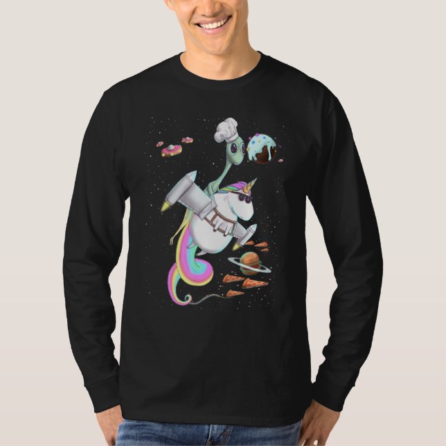Camiseta Planeta de Festas de Pizza de Comida Unicórn alien (Frente)